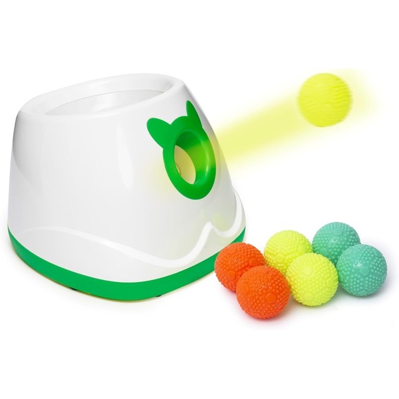 Auto Ball Thrower‎ Launcher with 6 Balls for Small Medium Dogs Indoor Outdoor